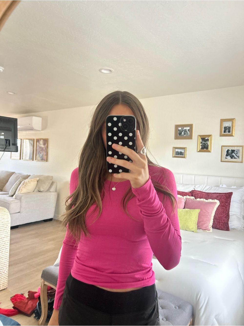 lululemon athletica Women's Long Sleeve Crew Top - Hot Pink size 2